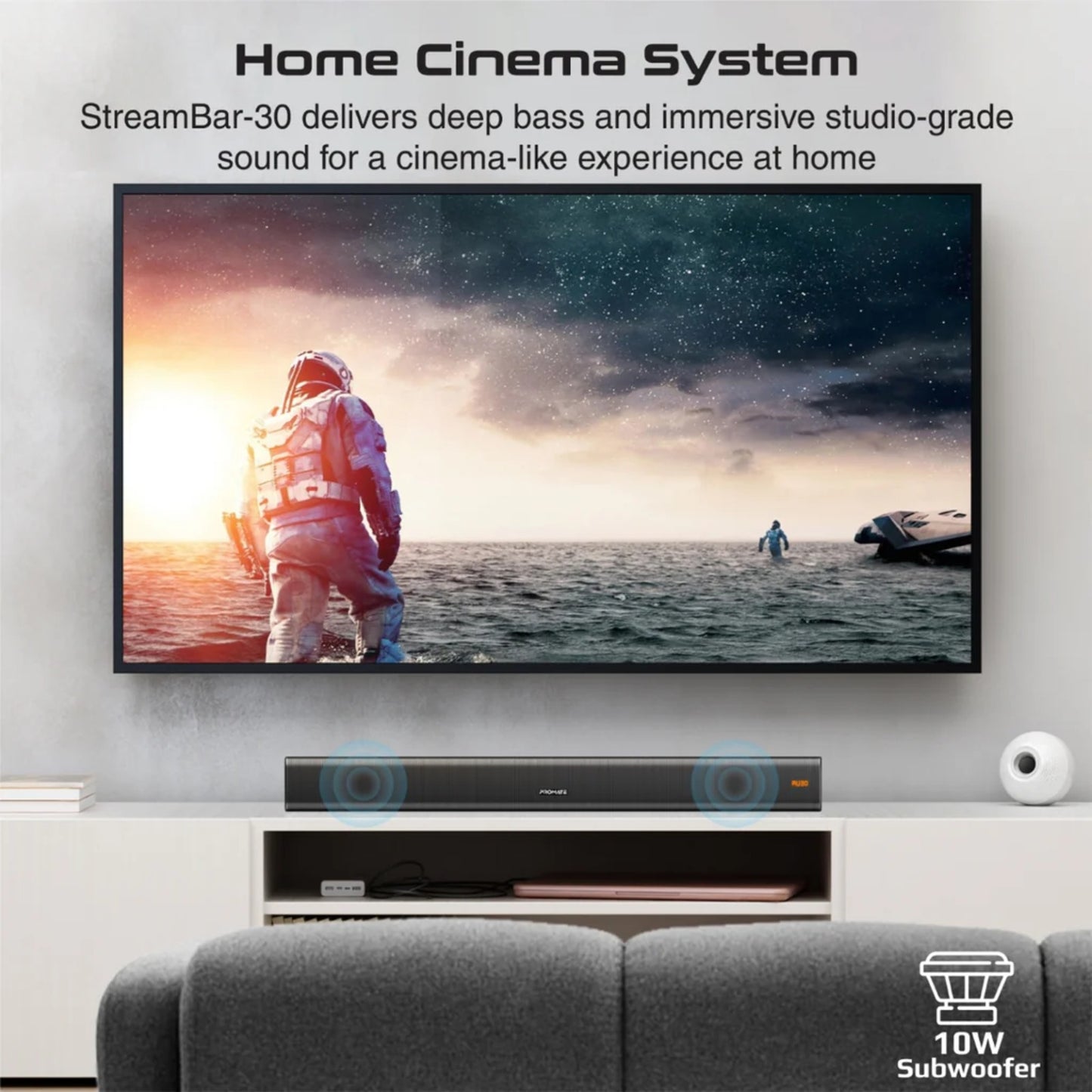 30W BassBoost™ SoundBar with Subwoofer