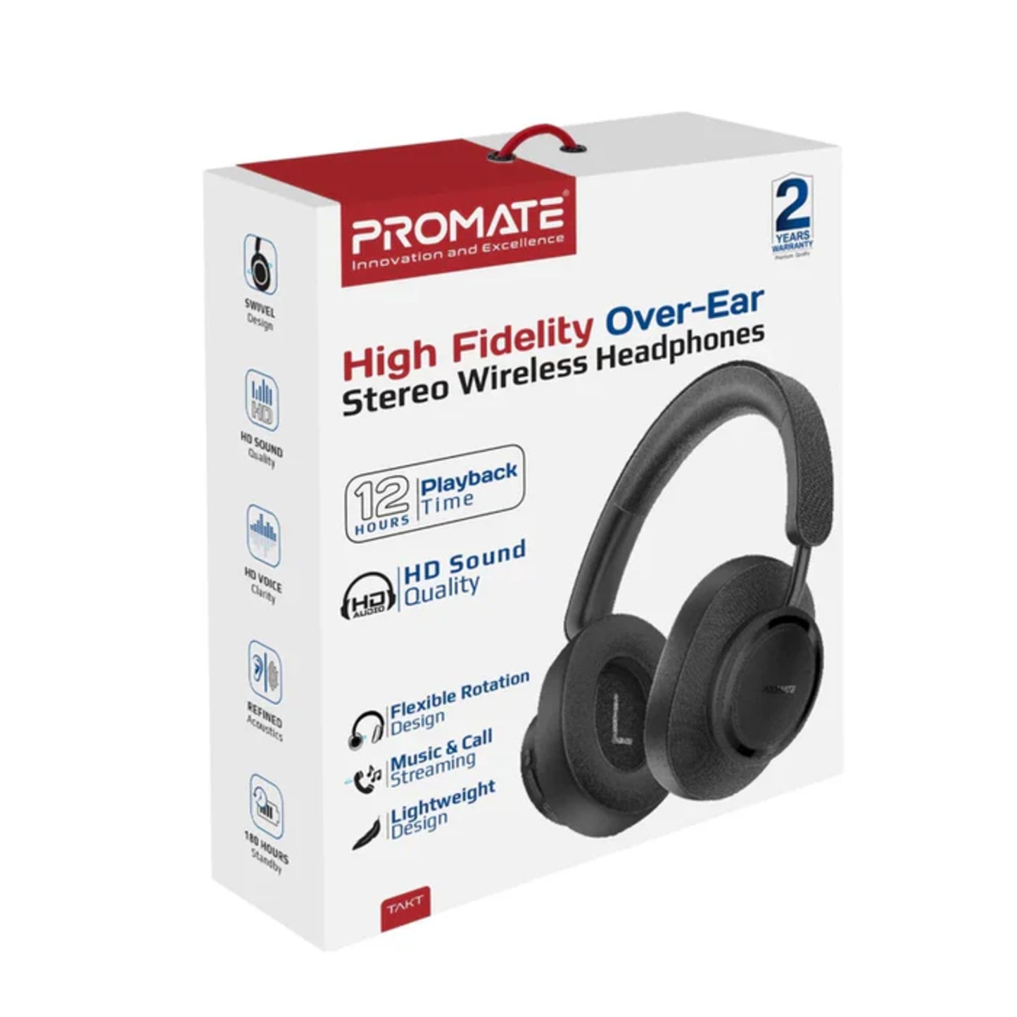 High Fidelity Over-Ear Stereo Wireless Headphones - Midnight