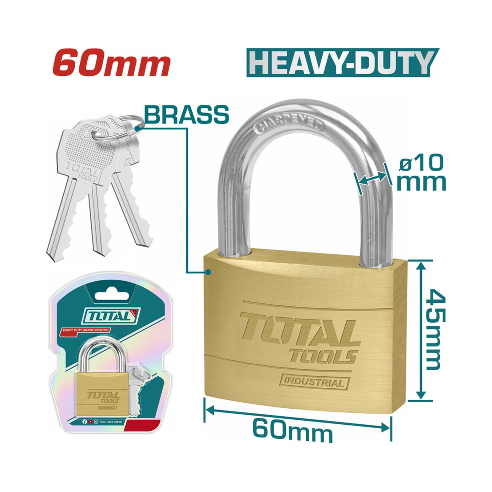 Total Heavy duty brass padlock