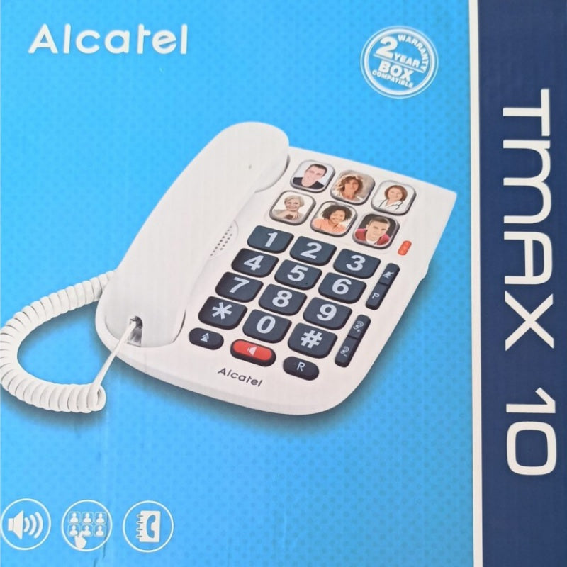 ALCATEL TMAX10 CORDED WH BIG BUTTON 6 ONE-TOUCH PHOTO KEYS-