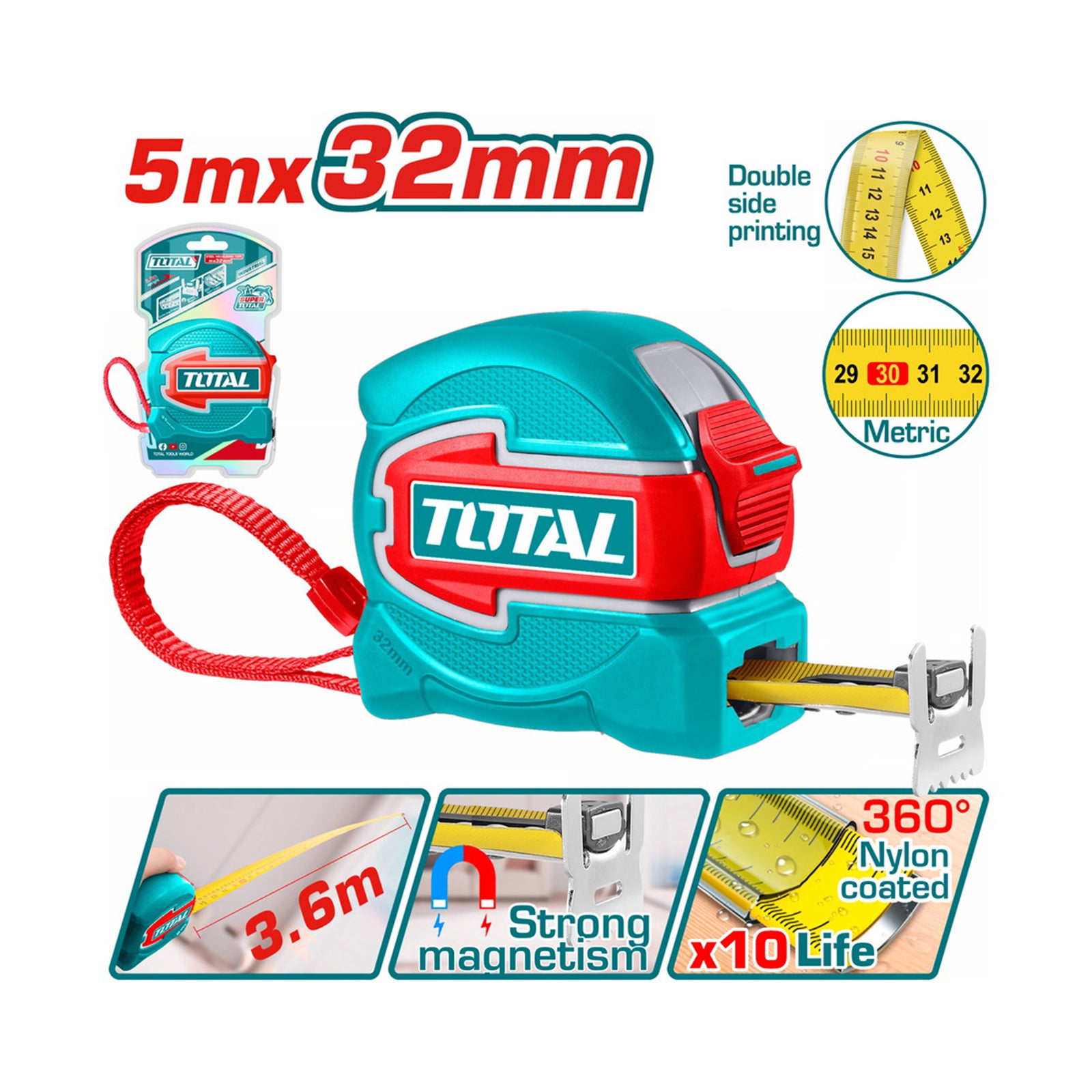 Total Steel measuring tape 5mx32mm
