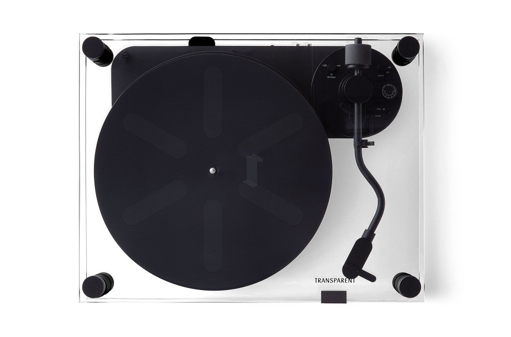 TRANSPARENT Turntable Glass and Aluminum Design Black