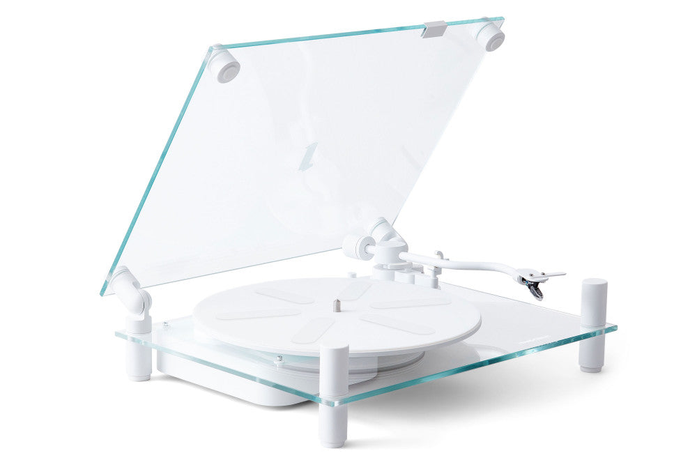 TRANSPARENT Turntable Glass and Aluminum Design White