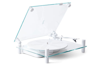 TRANSPARENT Turntable Glass and Aluminum Design White