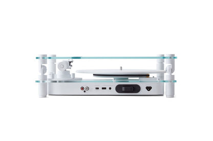 TRANSPARENT Turntable Glass and Aluminum Design White