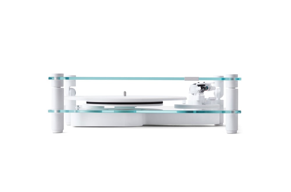 TRANSPARENT Turntable Glass and Aluminum Design White
