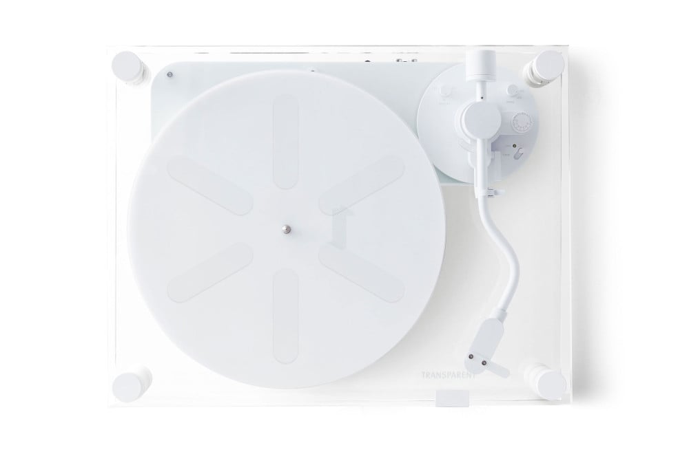 TRANSPARENT Turntable Glass and Aluminum Design White