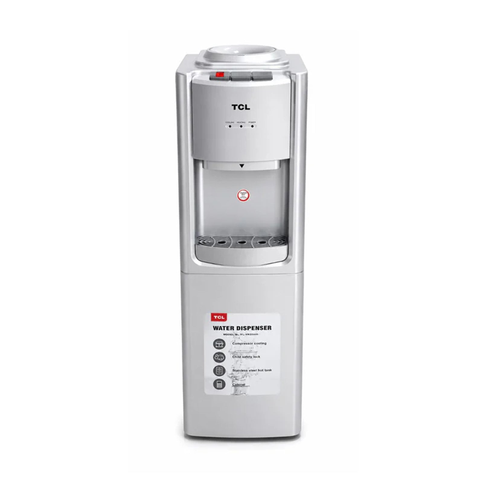 TCL Water Dispenser Top Load 3 Taps With Cabinet Silver