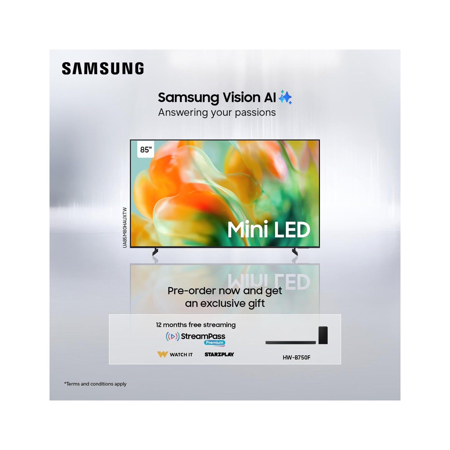 Samsung 85" M80H 4K UHD TV + Soundbar HW-B750F SAMSUNG