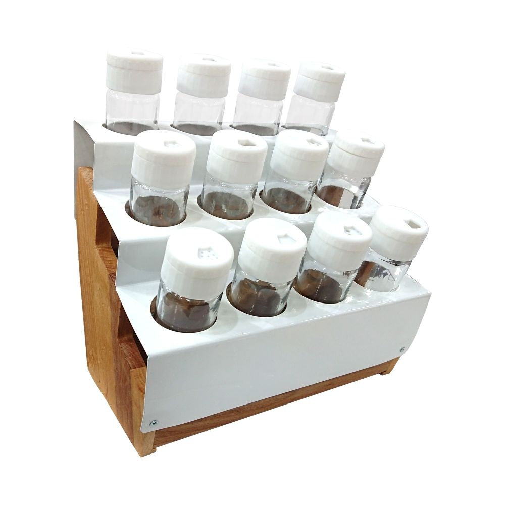 JAR SET WITH METAL-WOOD RACK - 12 PCS