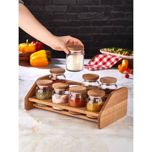 Joy Kitchen Wooden Lid Jar Set 8 Pcs