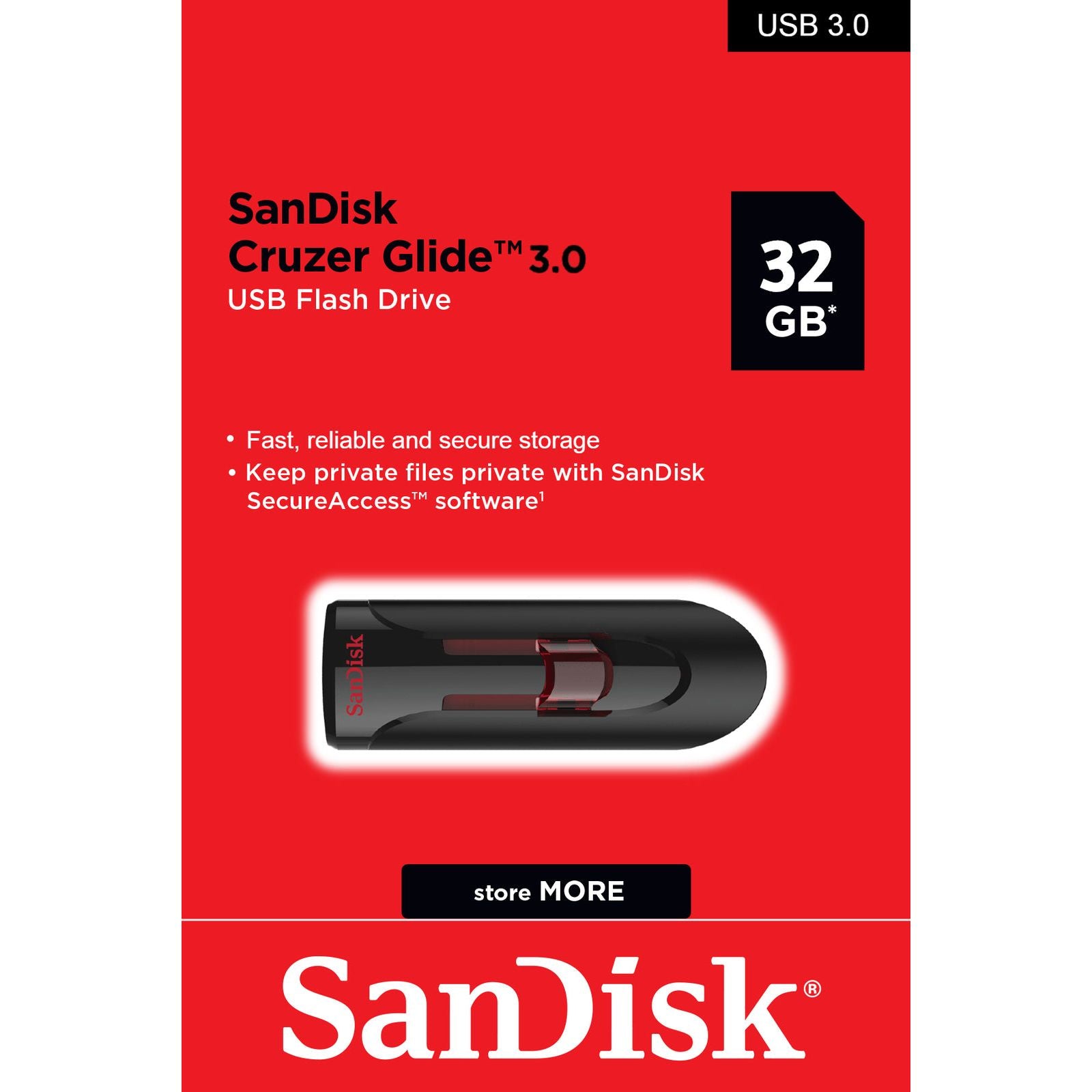 SANDISK 32GB CRUZER GLIDE 3.0 FLASH DRIVE