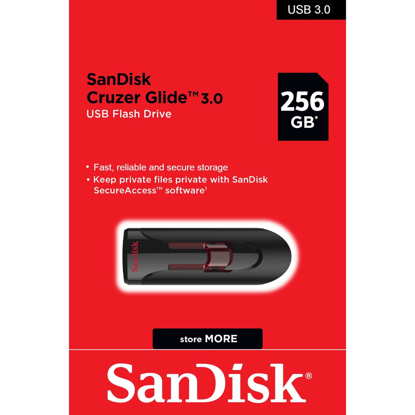 SANDISK 256GB CRUZER GLIDE 3.0 FLASH DRIVE