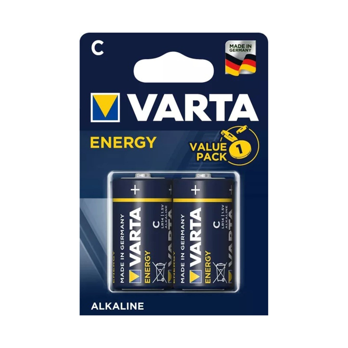 VARTA BATTERY ALKALINE ENERGY  C VALUE PACK OF 2 PCS