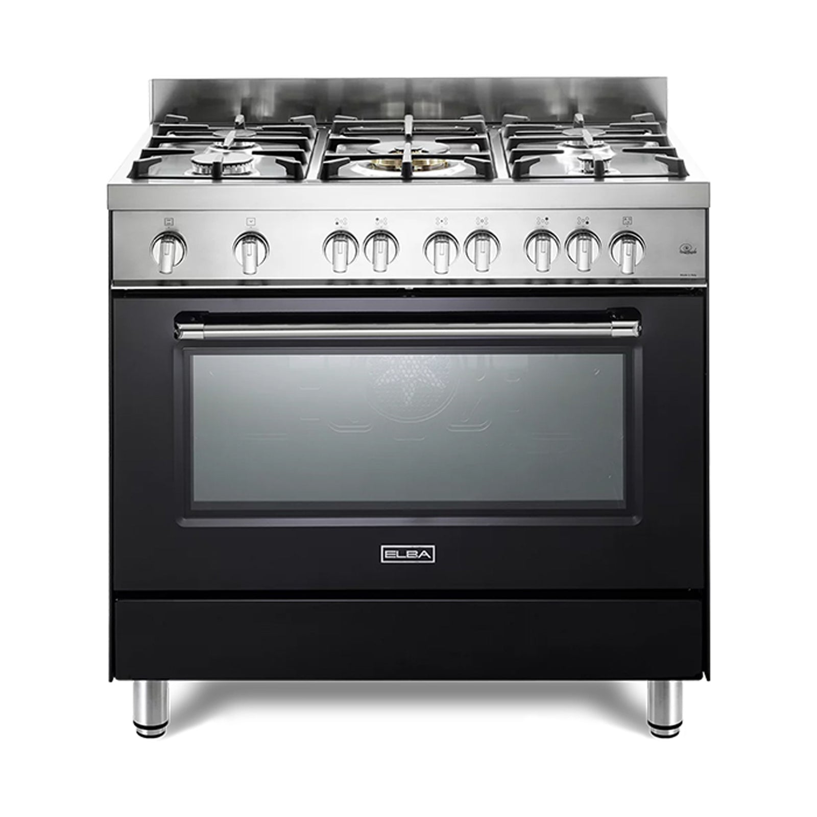 ELBA Cooker 90 cm Wide 5 Gas Burners Convection Black