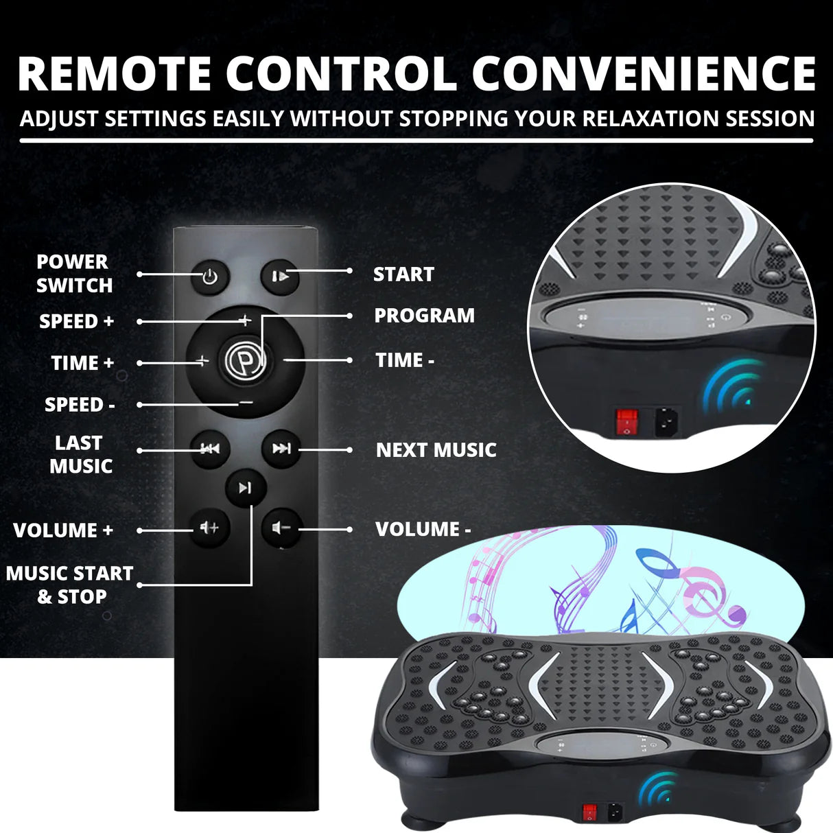 Vibration Plate With Remote, Bluetooth & LED