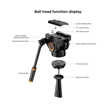 K&F Video Tripod With Fluid Head 1.8m