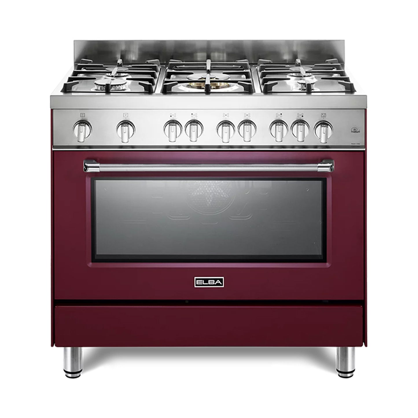 ELBA Cooker 90 cm Wide 5 Gas Burners Convection Burgundy