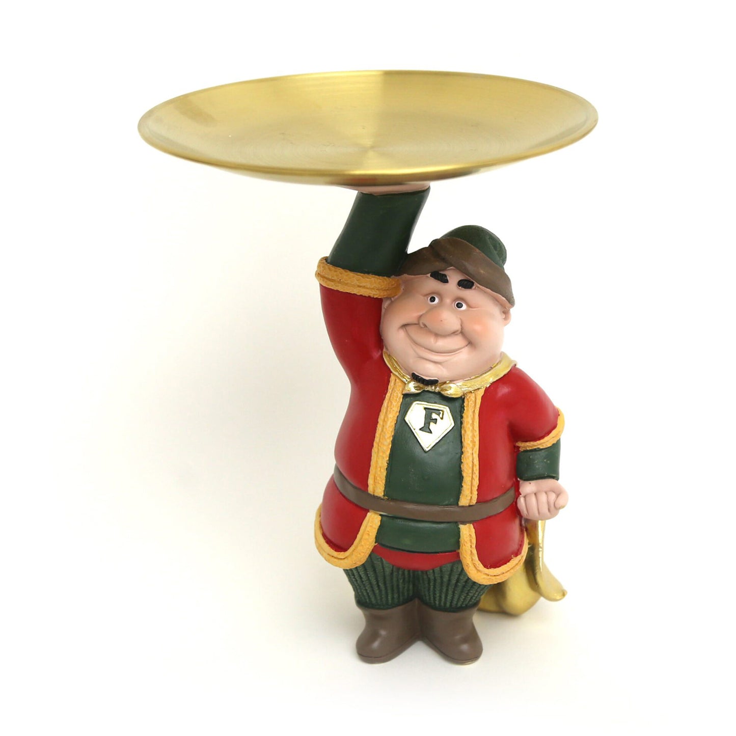 Standing Fat Fananees Man Holding Round Tray W55856