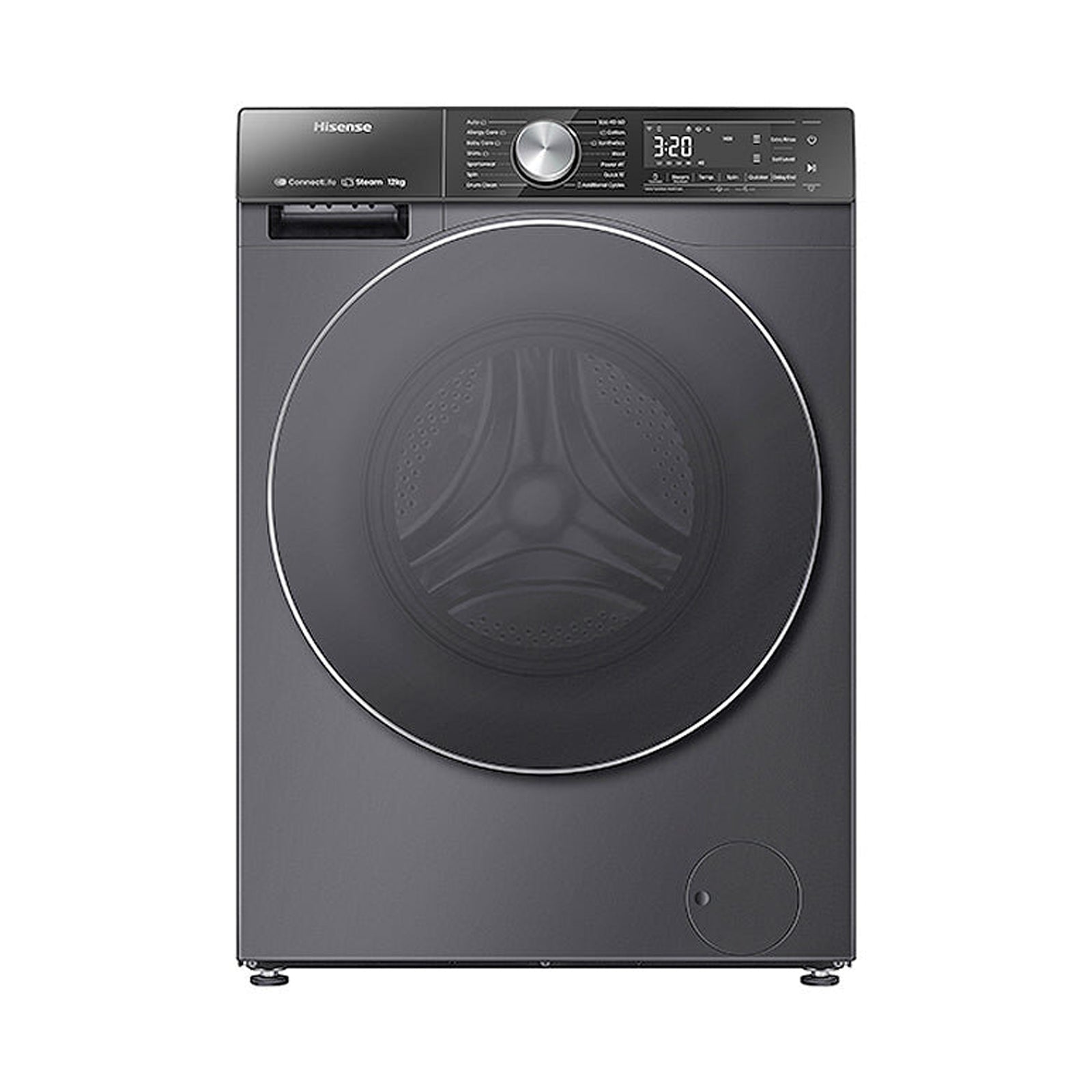 HISENSE Washer Front Load 12 KG 1400 RPM Steam Wifi Silver