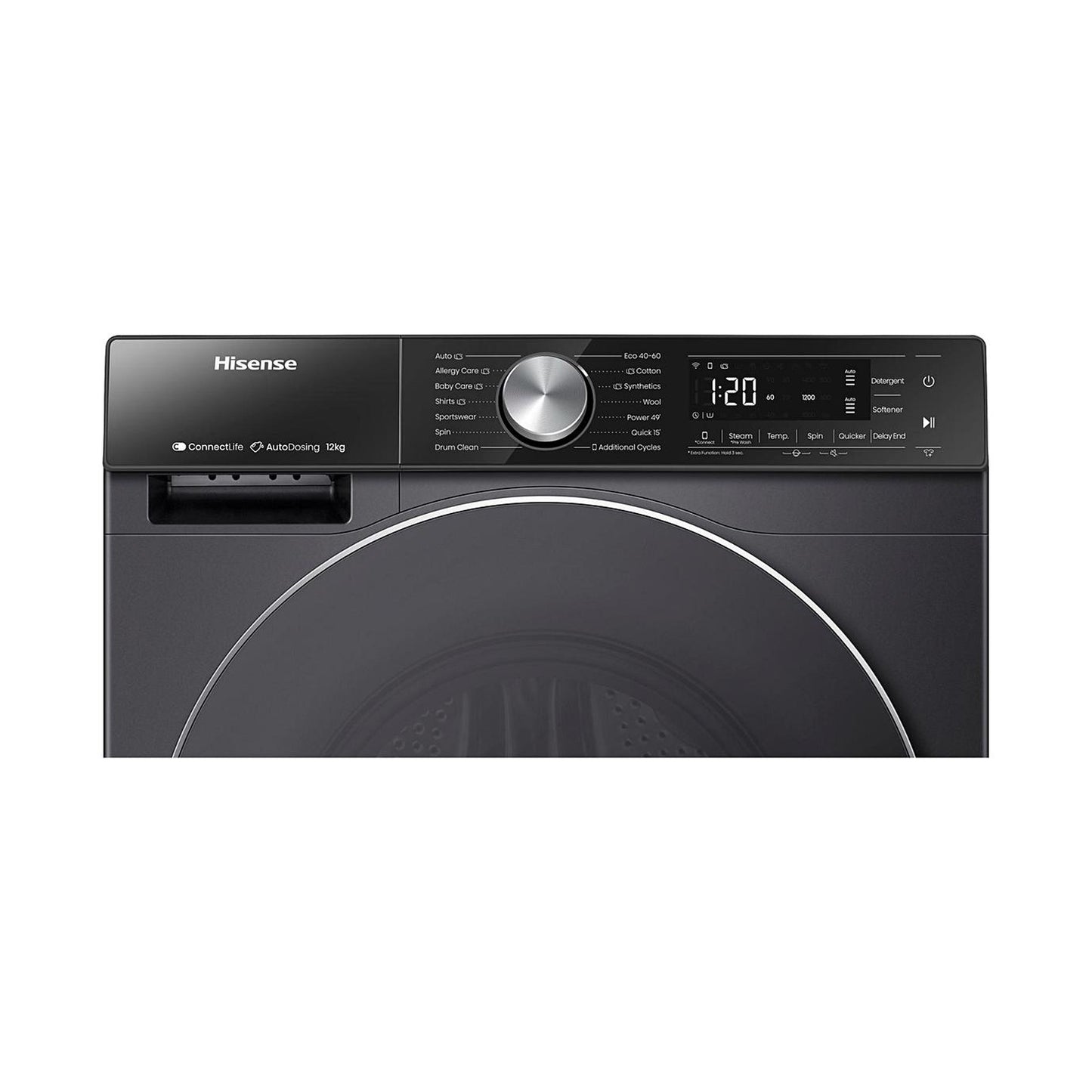 HISENSE Washer Front Load 12 KG 1400RPM A+++  Wi-Fi  Black