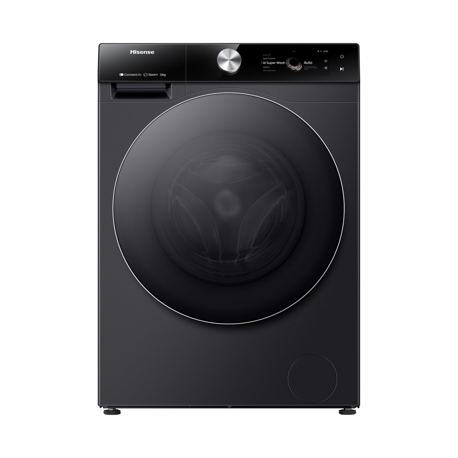 Hisense Washer Front Load 12KG 1400RPM Steam Wifi Black