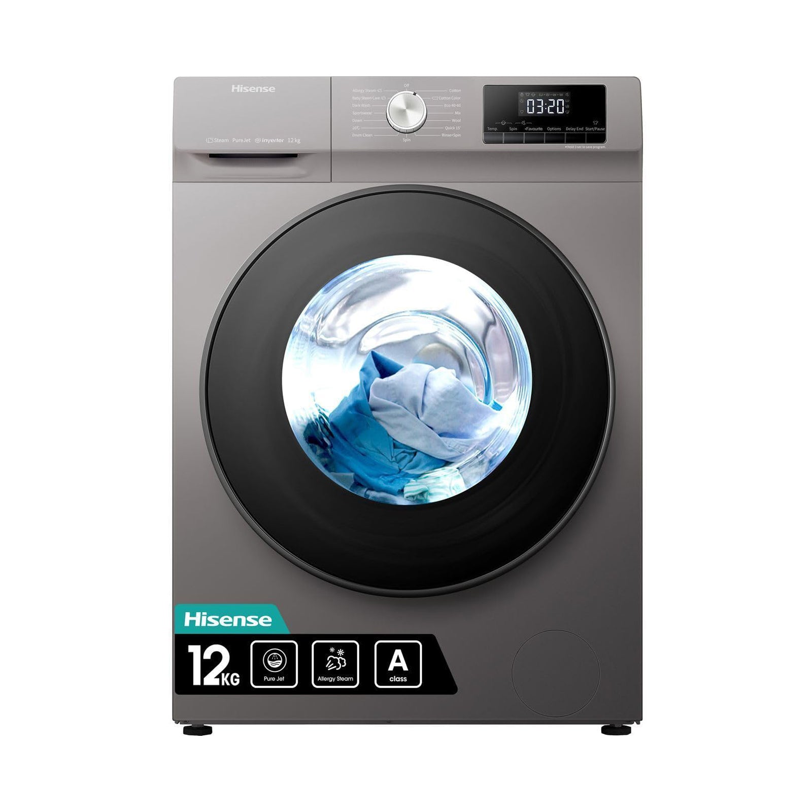 HISENSE Washer 12 Kg Front Load 1400RPM Silver