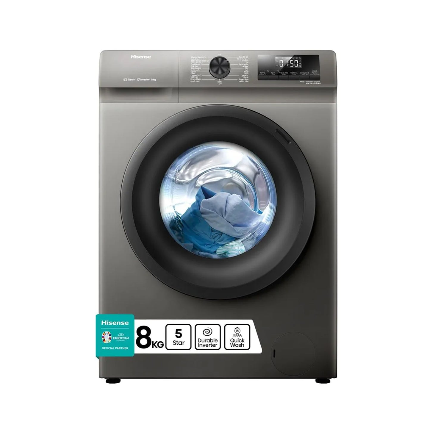 HISENSE Washer Front Load 8KG 1200RPM A+++ (-20) Titanium