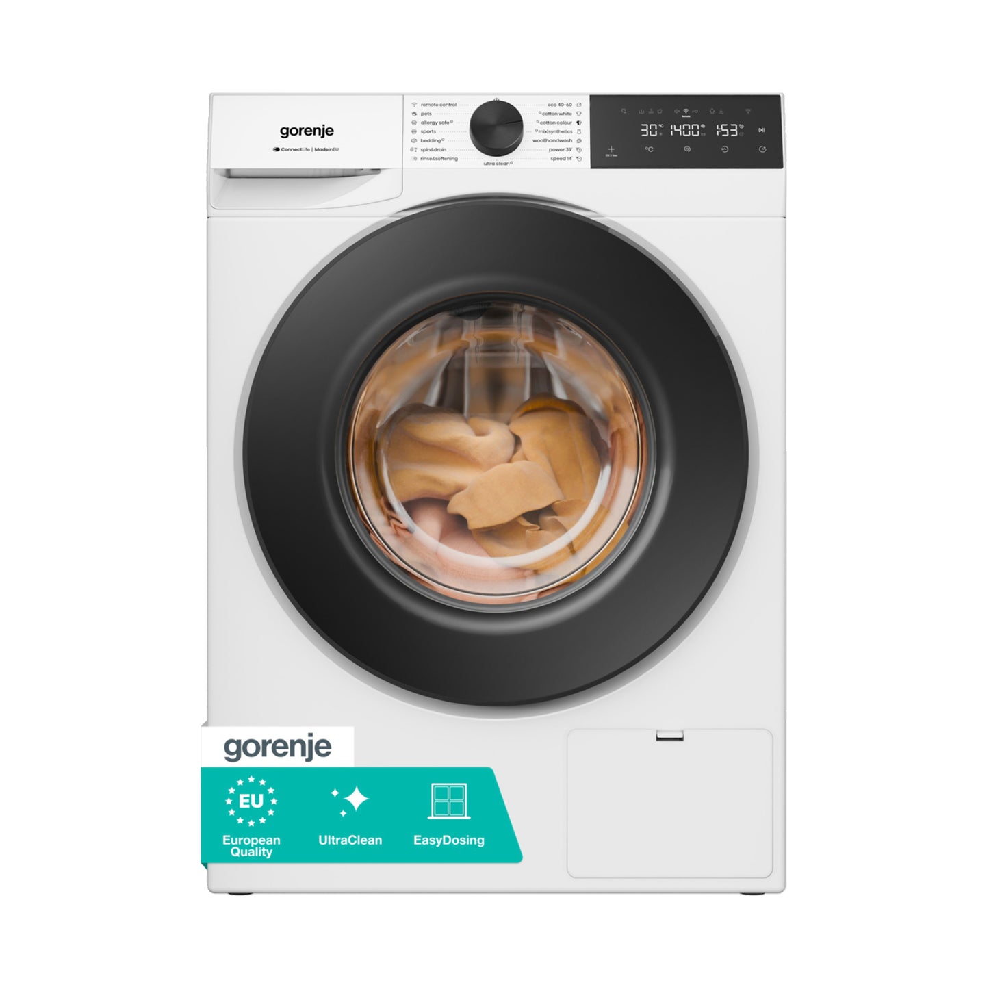 GORENJE Washer Front Load 9KG 1400Rpm Inverter WIFI White
