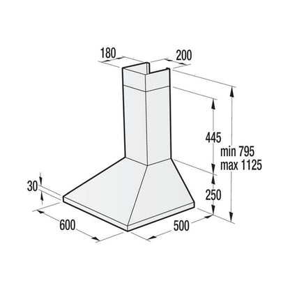 GORENJE Wall Mounted Hood 60 cm 505 m3/h Inox