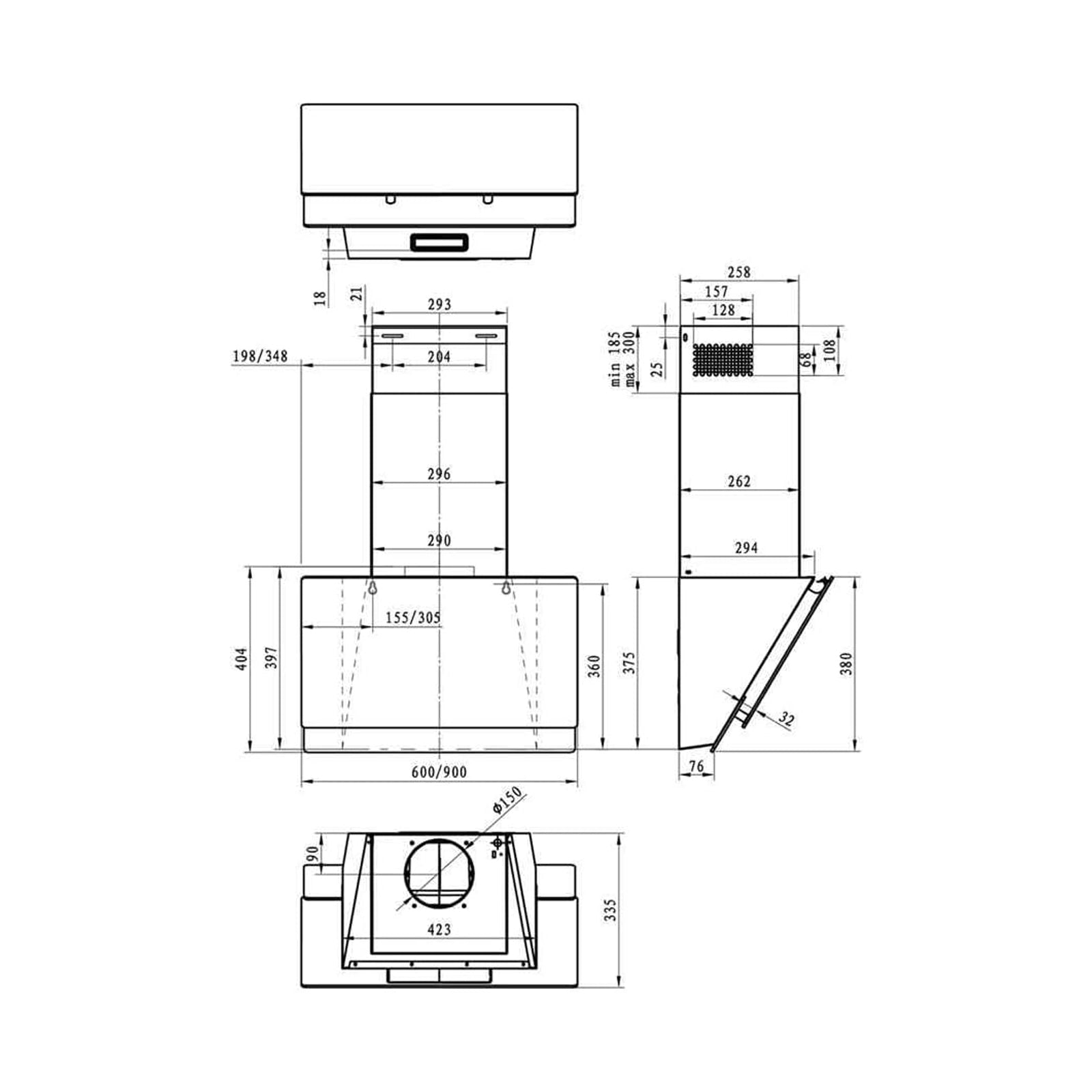 GORENJE Wall Mounted Hood 90 Cm Black & Inox