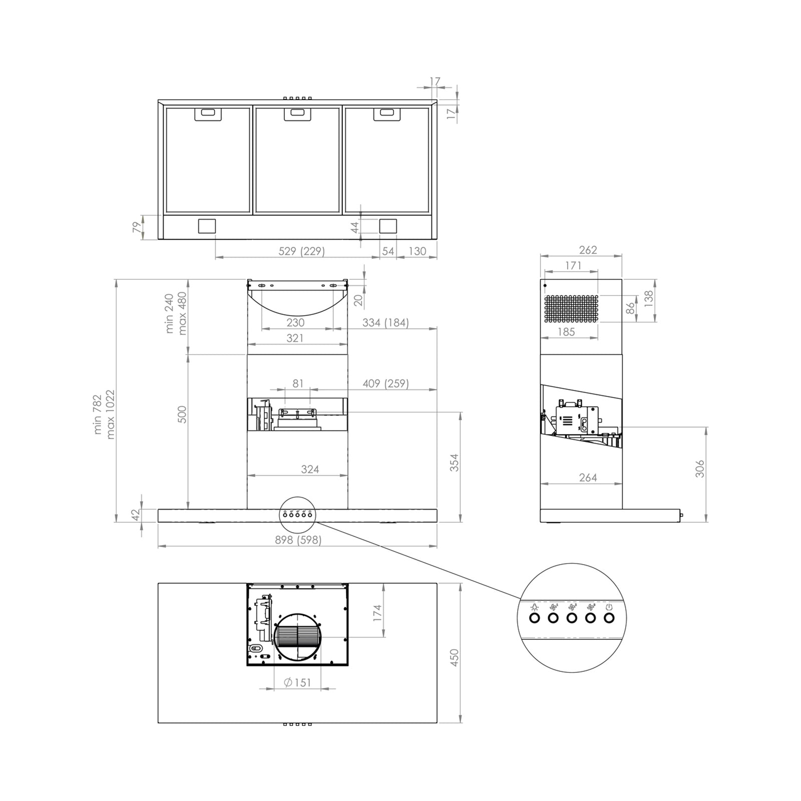 GORENJE Wall Mounted Hood 60Cm 550M3/H T-Shap Inox