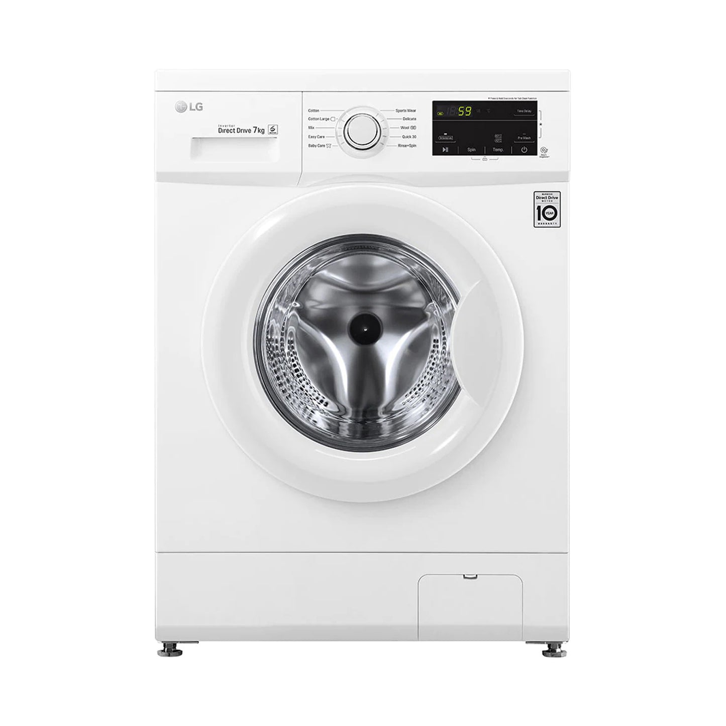 LG* Washer 7Kg Front Load 1200RPM White