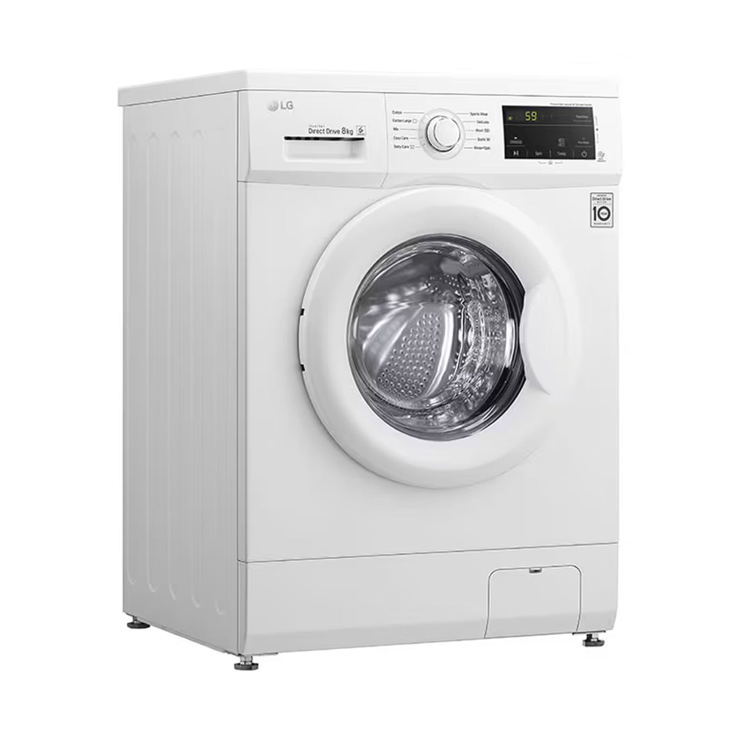 LG* Washer 8 KG Front Load 1200 RPM White