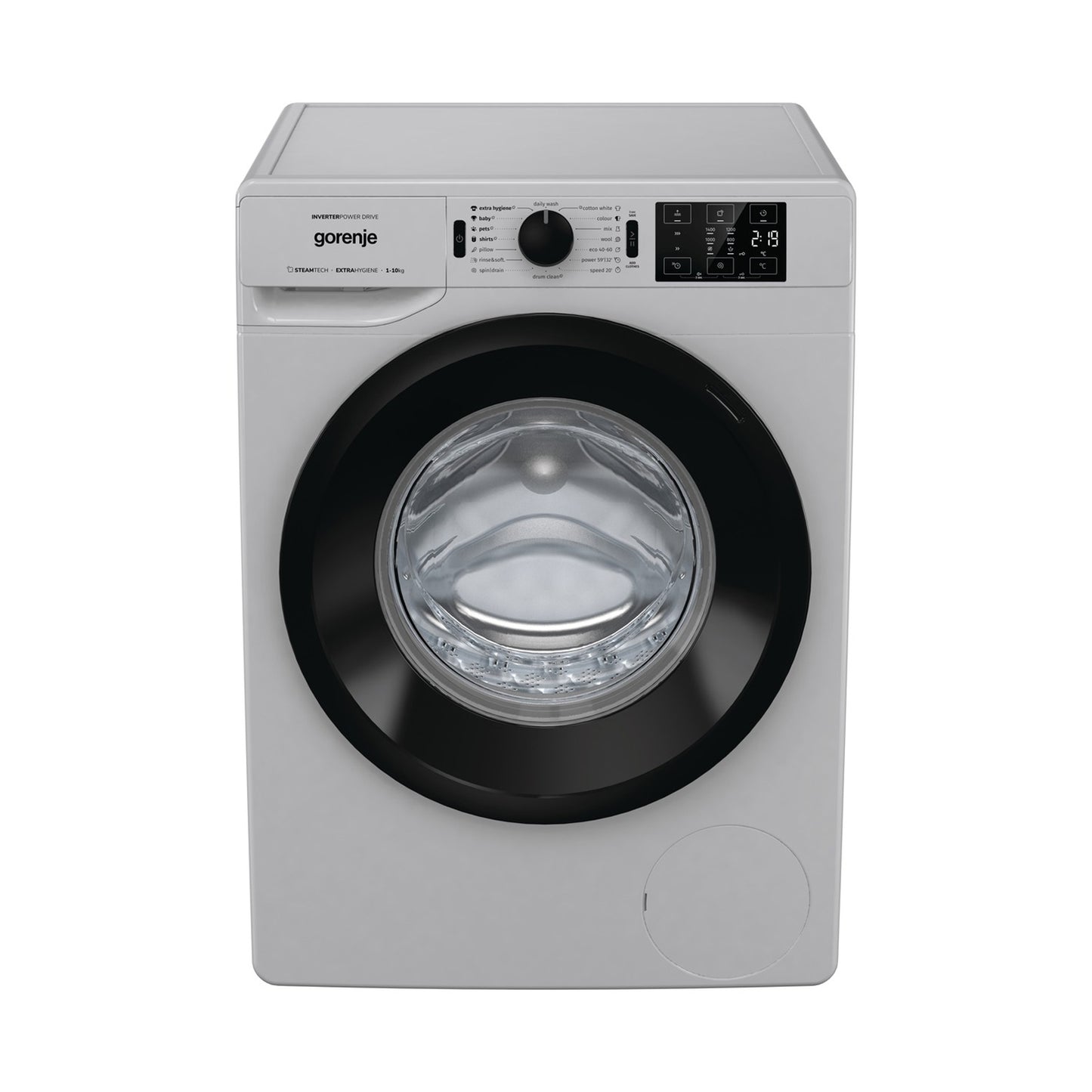 GORENJE Washer 10Kg Front Load 1400RPM Inverter Silver