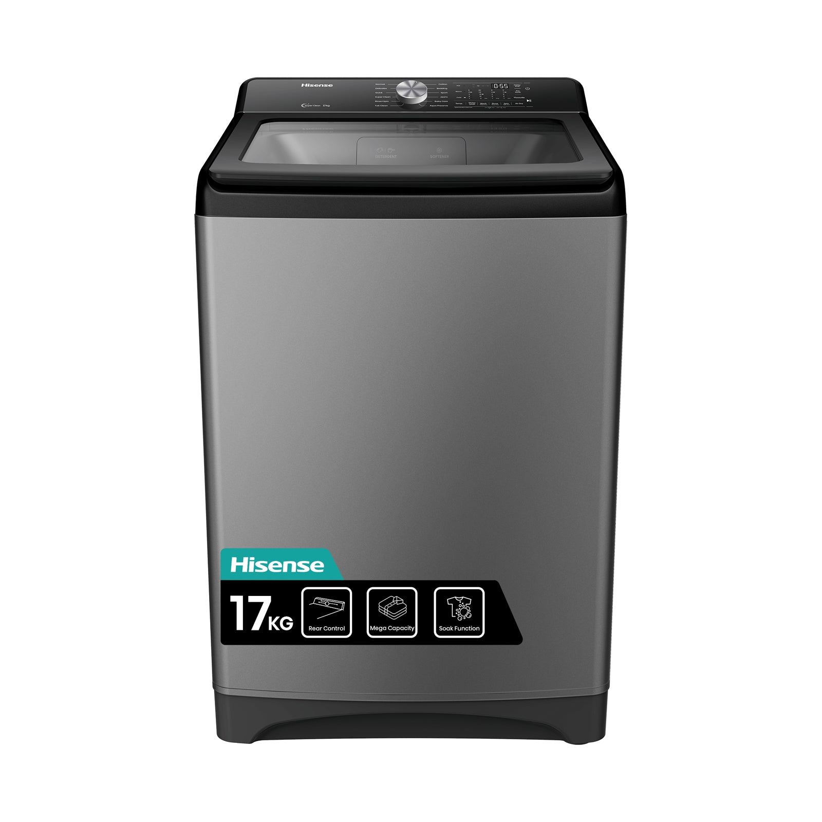 HISENSE Washer 17 Kg Top Load Titanium