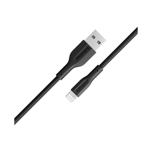 PROMATE HIGH TENSILE STRENGH DATA & CHARGE CABLE IOS - BLACK