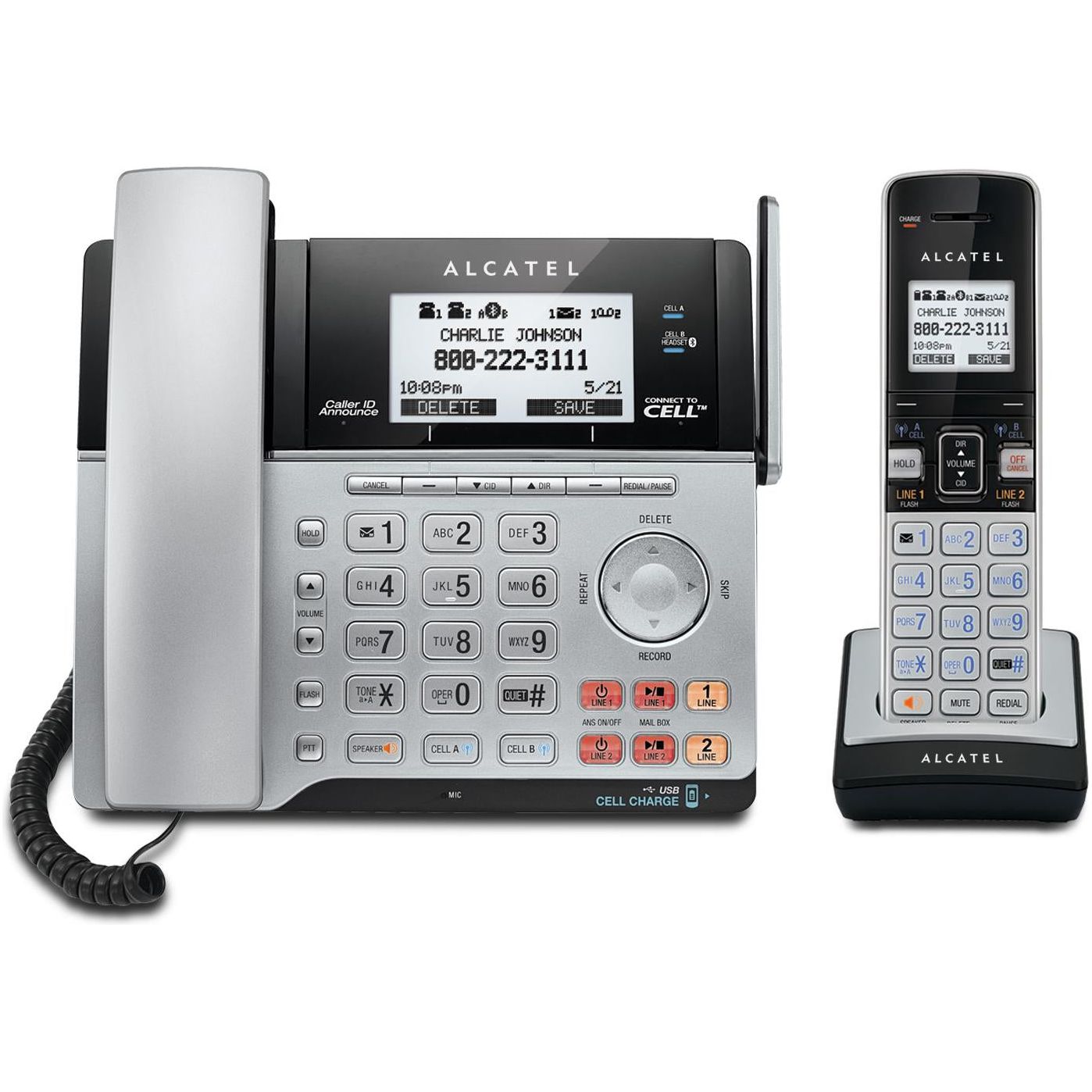 ALCATEL XPS2120 2LINE COMBO CORDED + CORDLESS DECT COMBO, 2