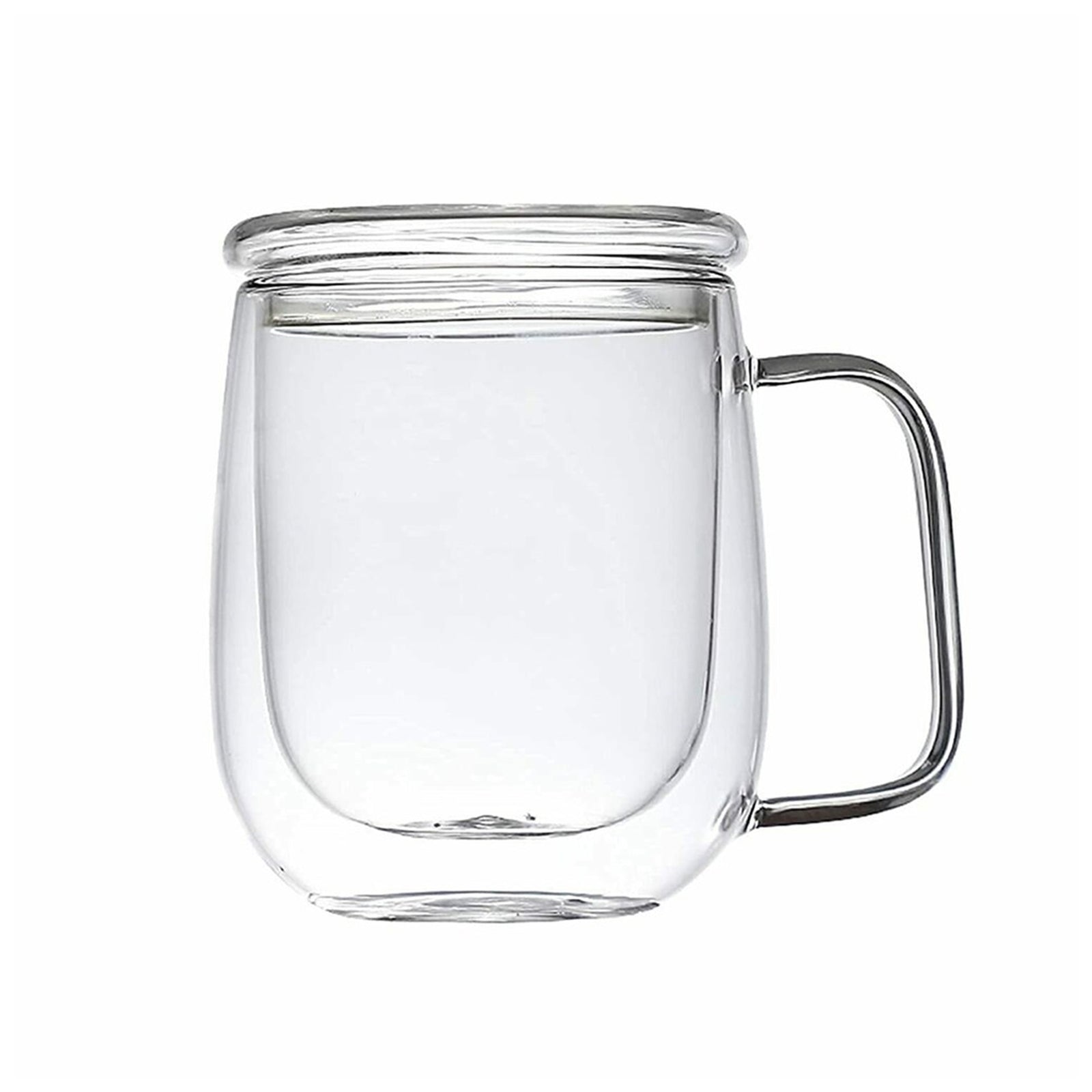 YW DOUBLE WALL GLASS MUG+LID 300ML [KEB 2-10] TABLART