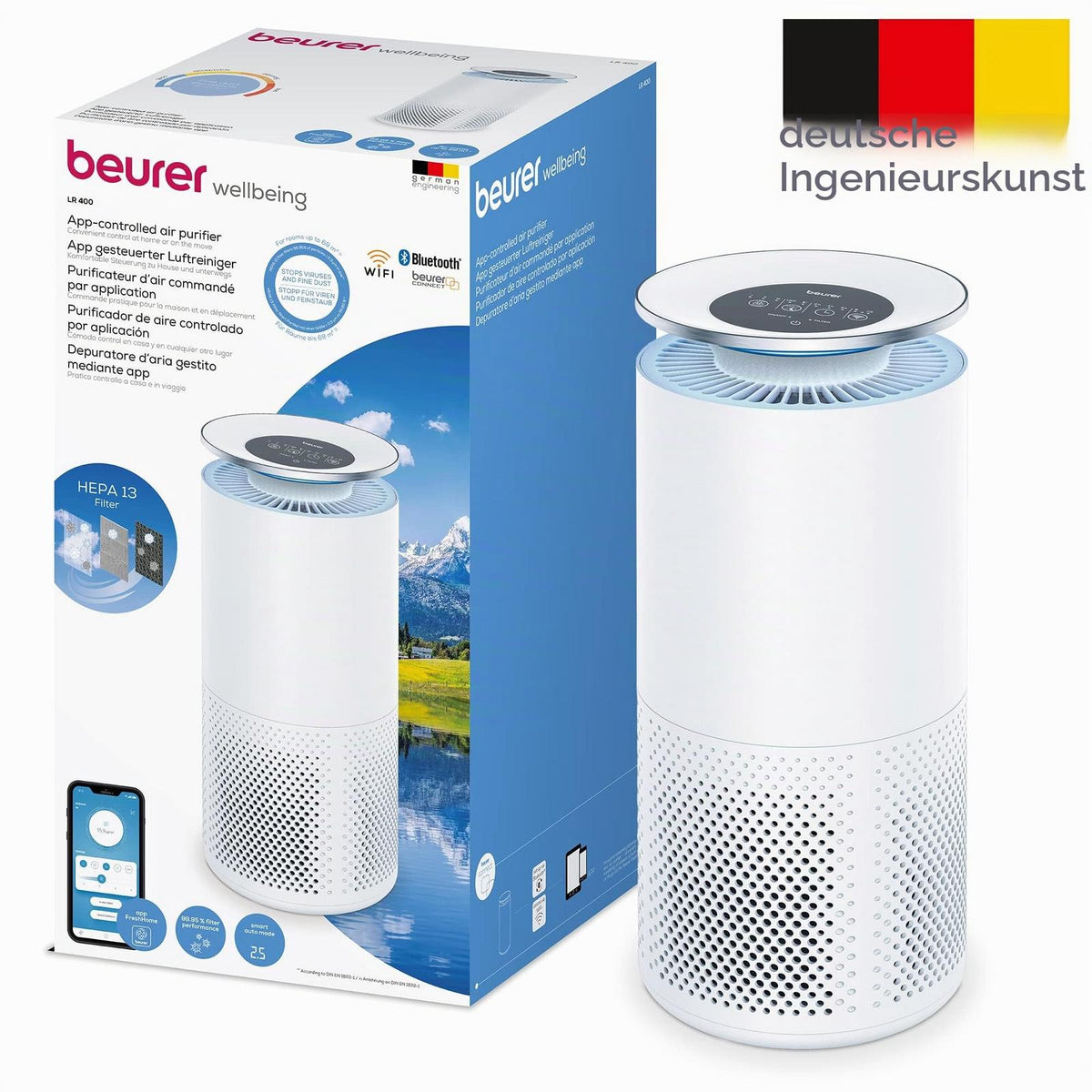 Beurer Smart Air Purifier, Three-Layer Filter System 69 m²