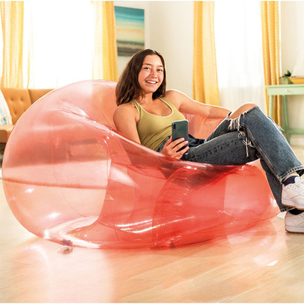 Transparent Pink Beanless Bag Chair Intex