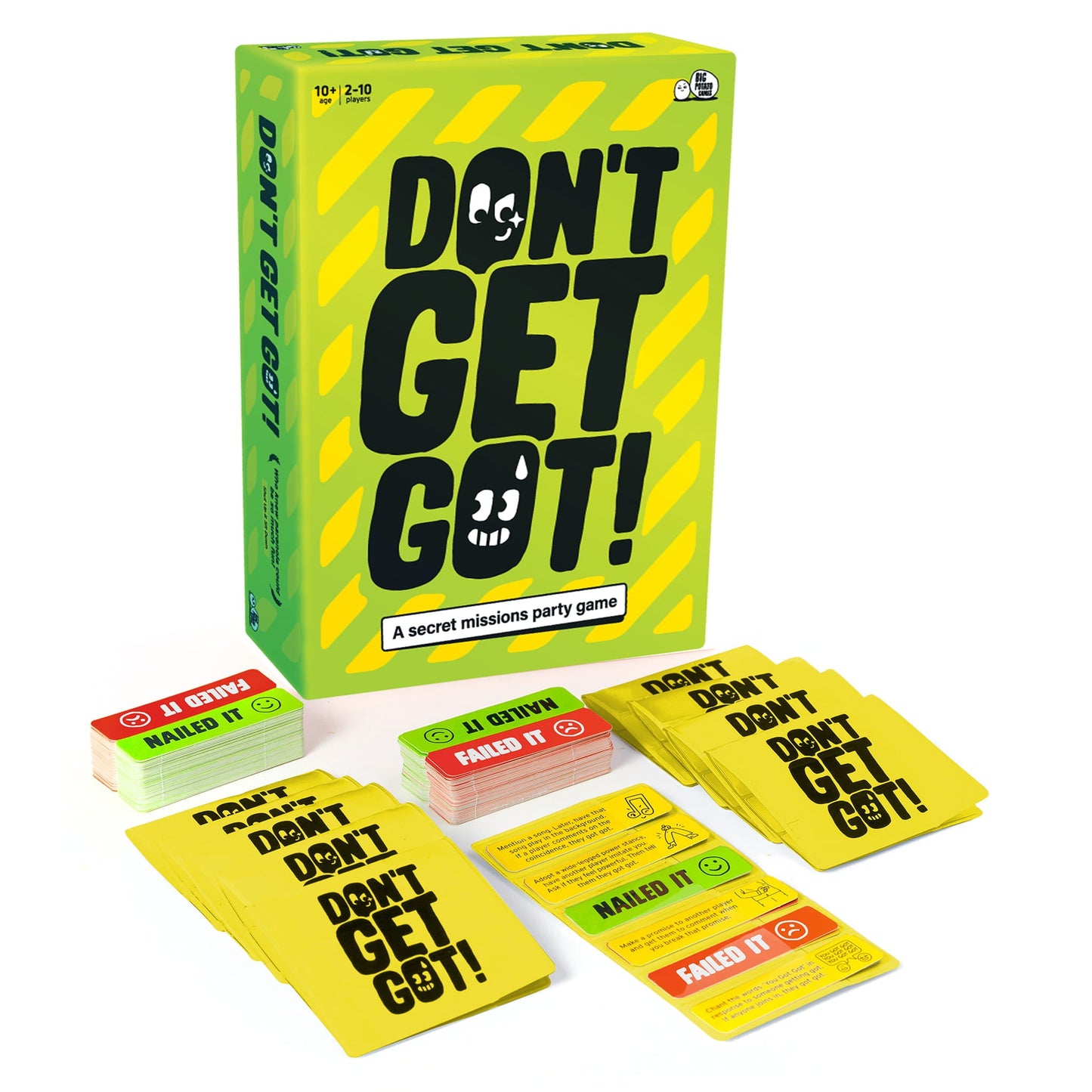 Don't Get Got! party game box and cards on a white background