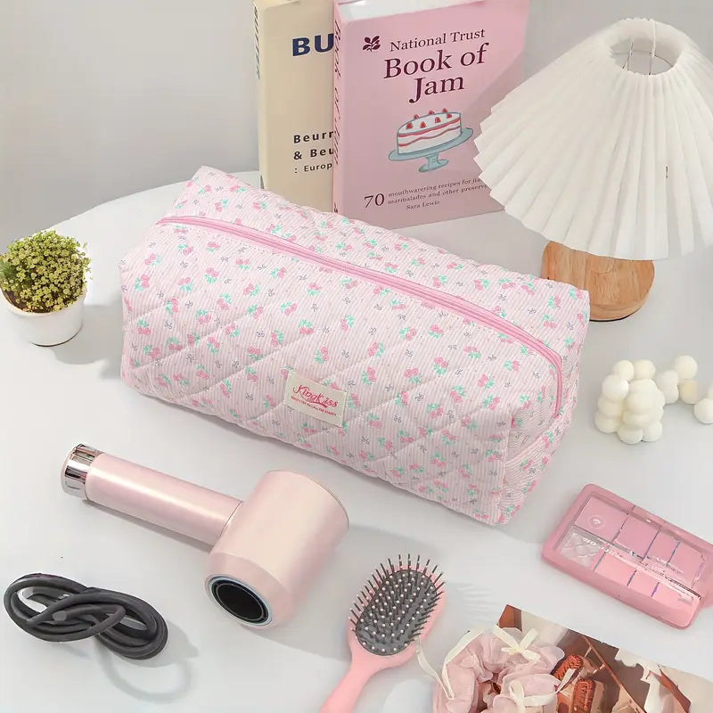Large Capacity Hair Dryer Storage Bag – Travel Hair Tool Organizer (Pink Floral Bow) Abed Tahan
