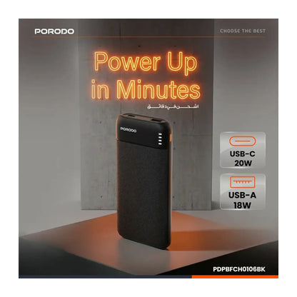 Porodo Luna SolidState Power Bank 10,000mAh 20W - Black PORODO