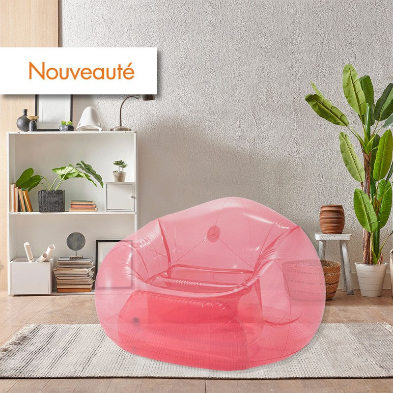 Transparent Pink Beanless Bag Chair Intex