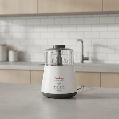 Moulinex La Moulinette Chopper 1000W on a neutral modern kitchen countertop