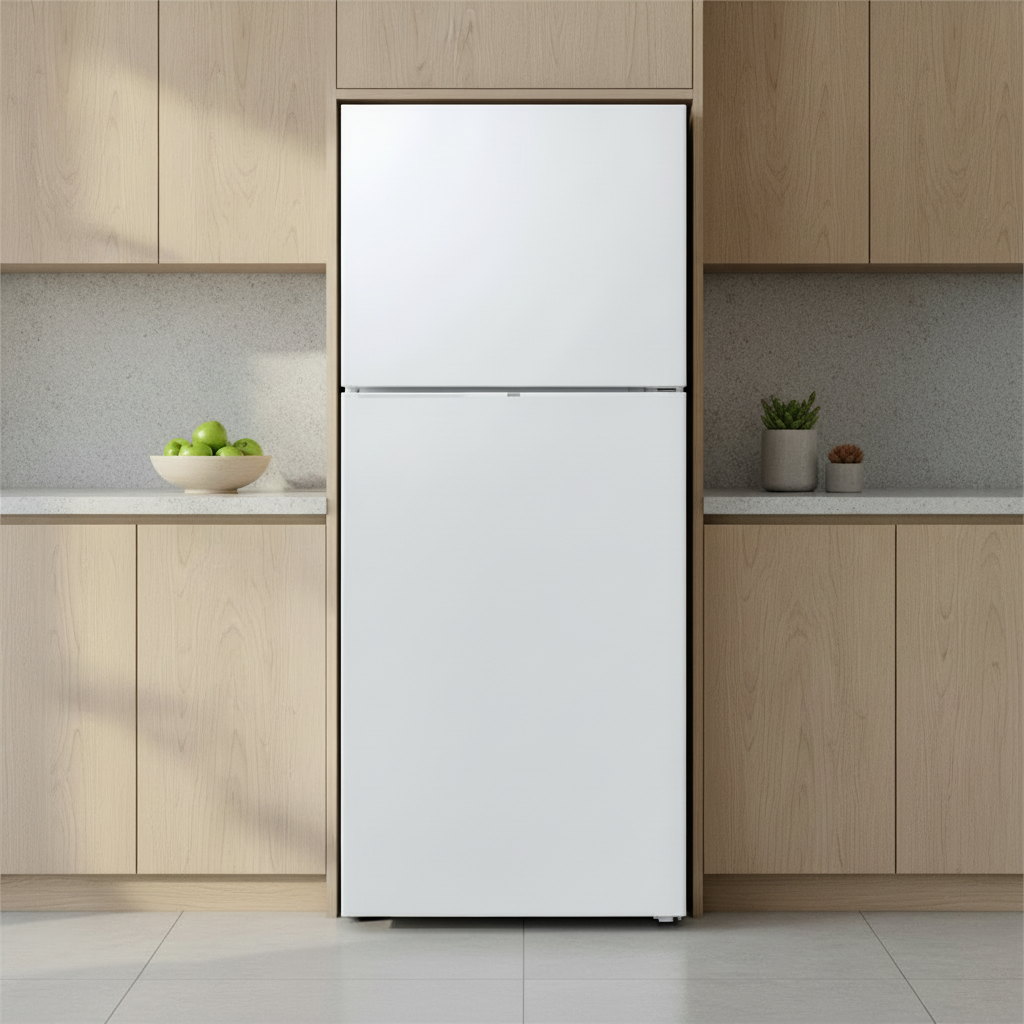 Samsung Refrigerator Top Mount 25CF White in modern kitchen setting