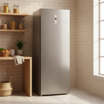 Blue Berry Freezer Upright 7 Drawers Silver in modern kitchen setting