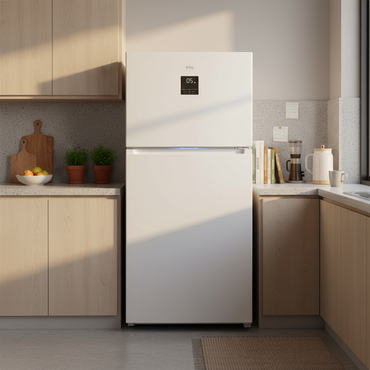 TCL Refrigerator Top Mount 27CF White in modern kitchen setting